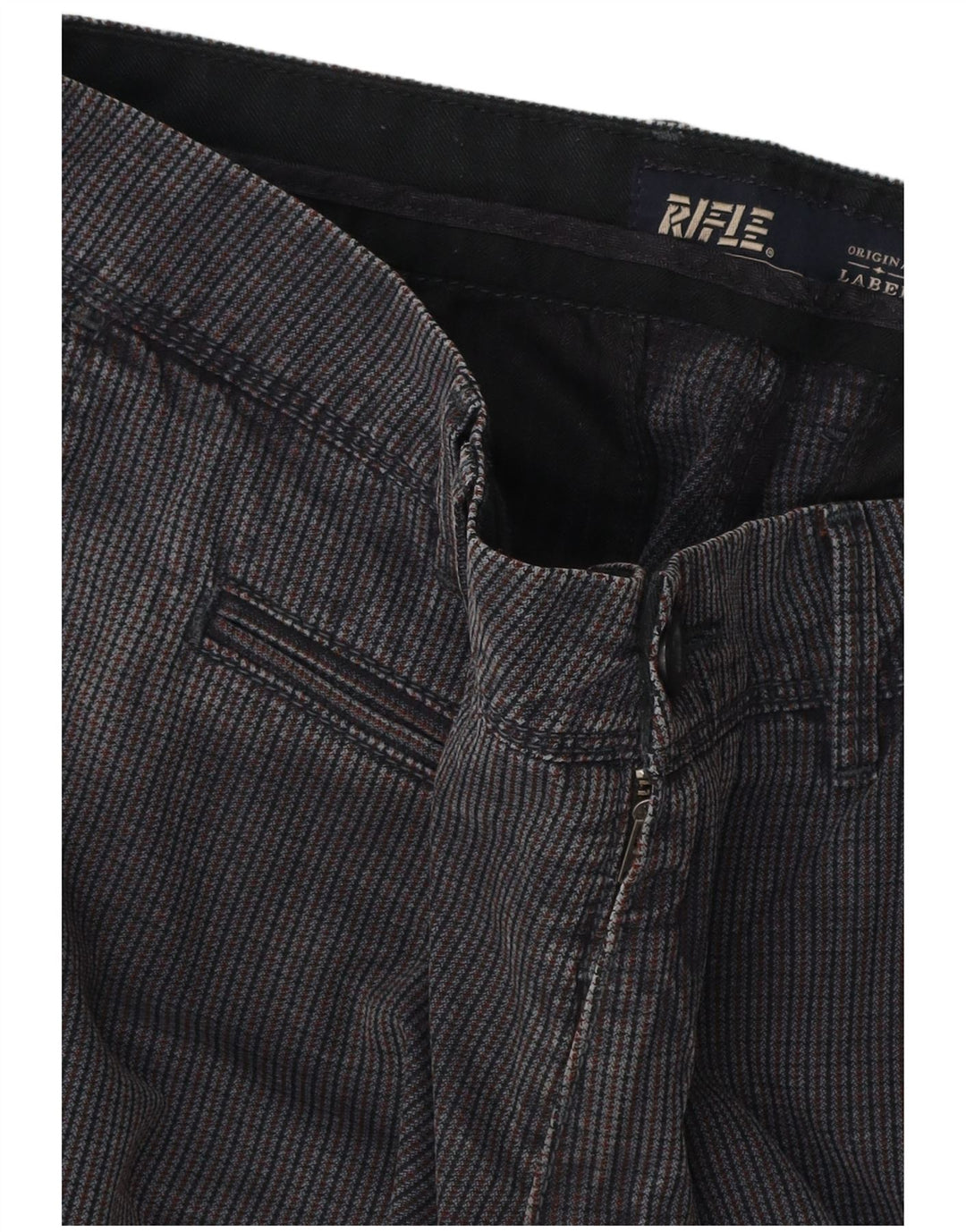 Rifle Mens Slim Chino Trousers W32 L33 Navy Blue Check