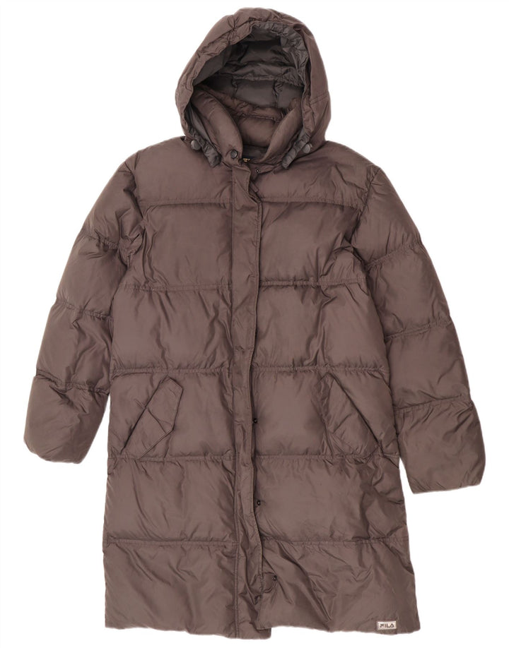 Fila Womens Hooded Padded Coat IT 44 Medium Grey Nylon