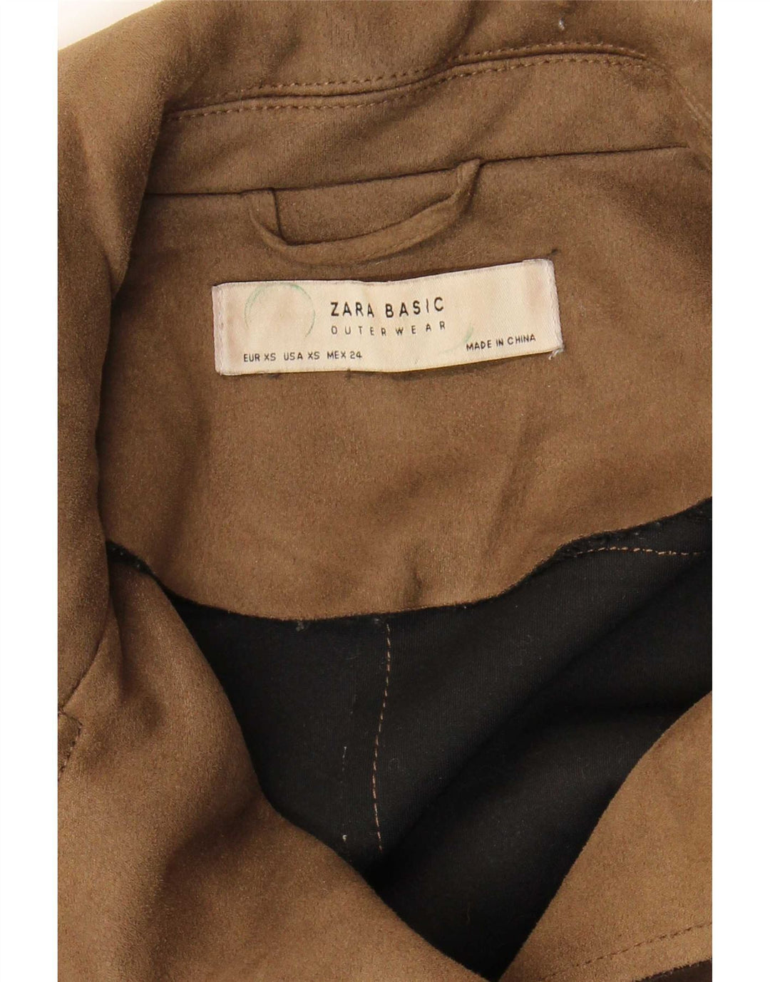 Zara Womens Crop Biker Jacket UK 6 XS Brown