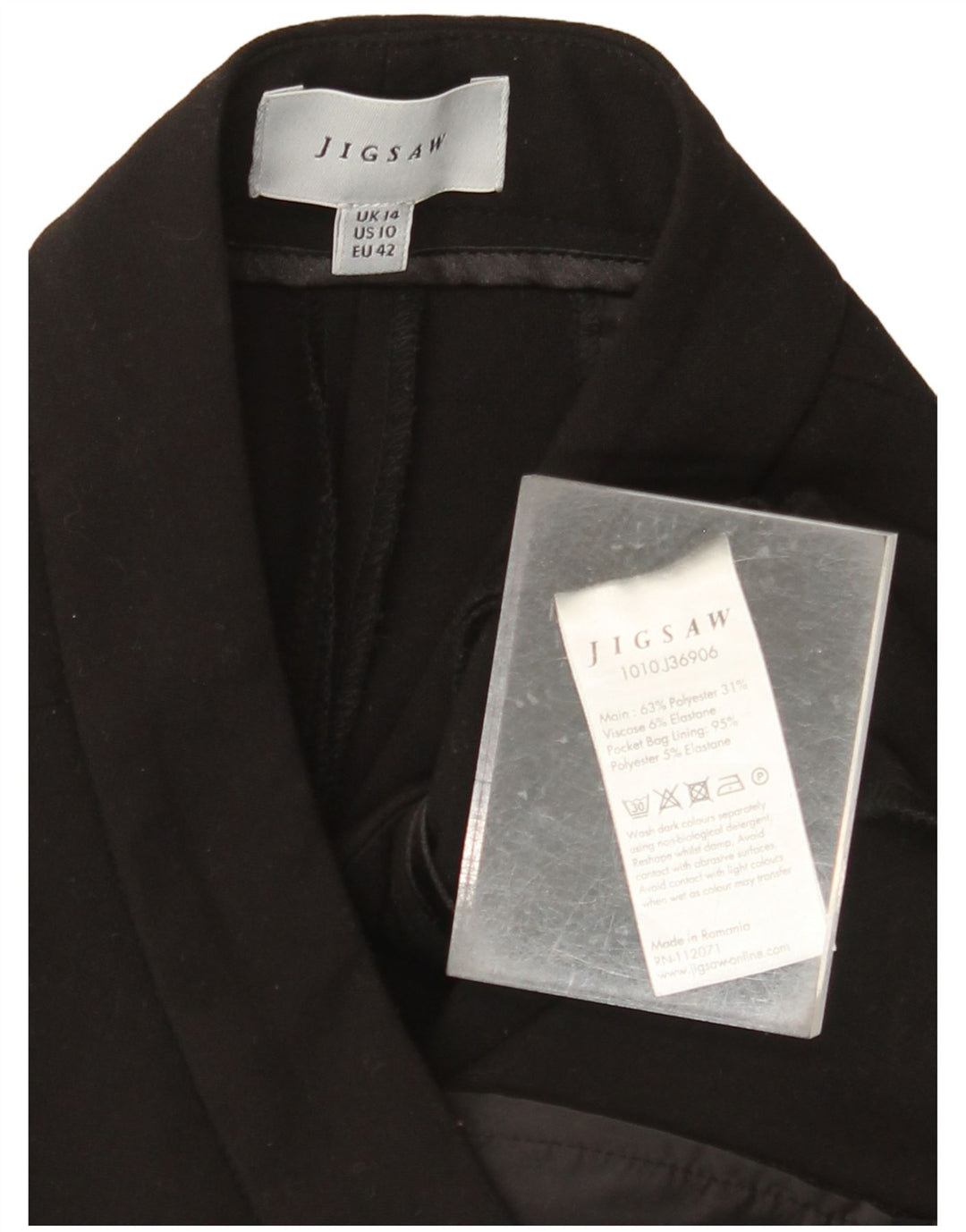 JIGSAW Womens Straight Cropped Trousers UK 14 Large W34 L25 Black