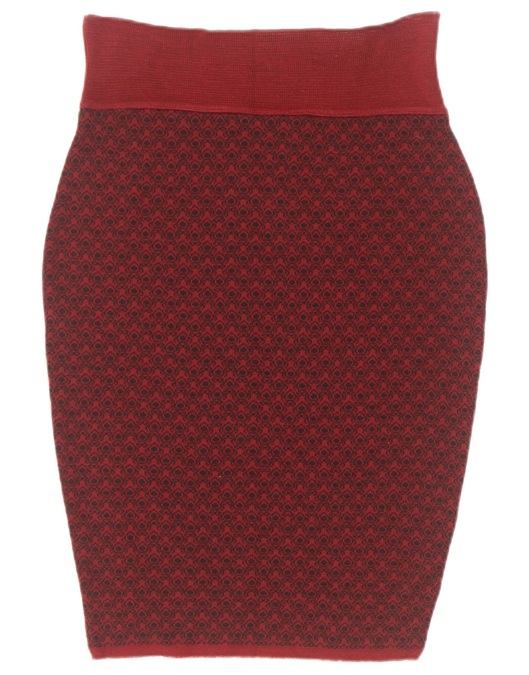 Sevres Womens Abstract Pattern Pencil Skirt IT 44 Medium W28 Burgundy Wool
