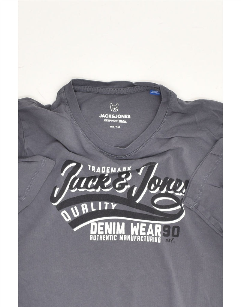 JACK & JONES Boys Graphic T-Shirt Top 13-14 Years Grey Cotton | Vintage Jack & Jones | Thrift | Second-Hand Jack & Jones | Used Clothing | Messina Hembry 