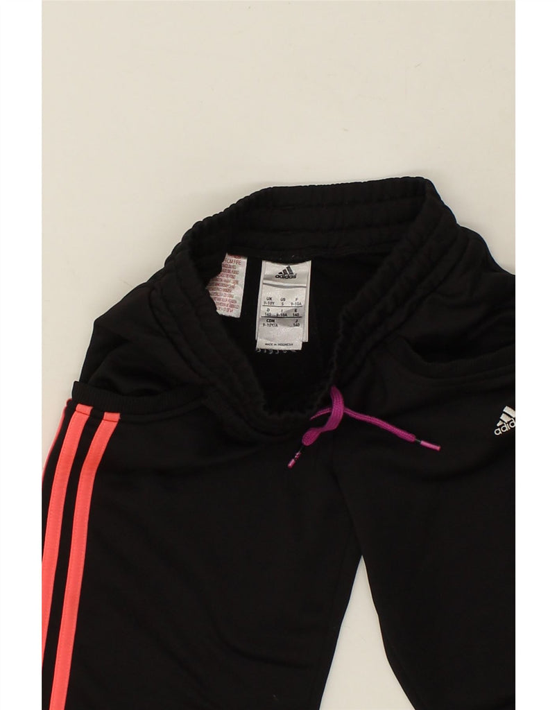 ADIDAS Girls Tracksuit Trousers Joggers 9-10 Years Black Polyester | Vintage Adidas | Thrift | Second-Hand Adidas | Used Clothing | Messina Hembry 