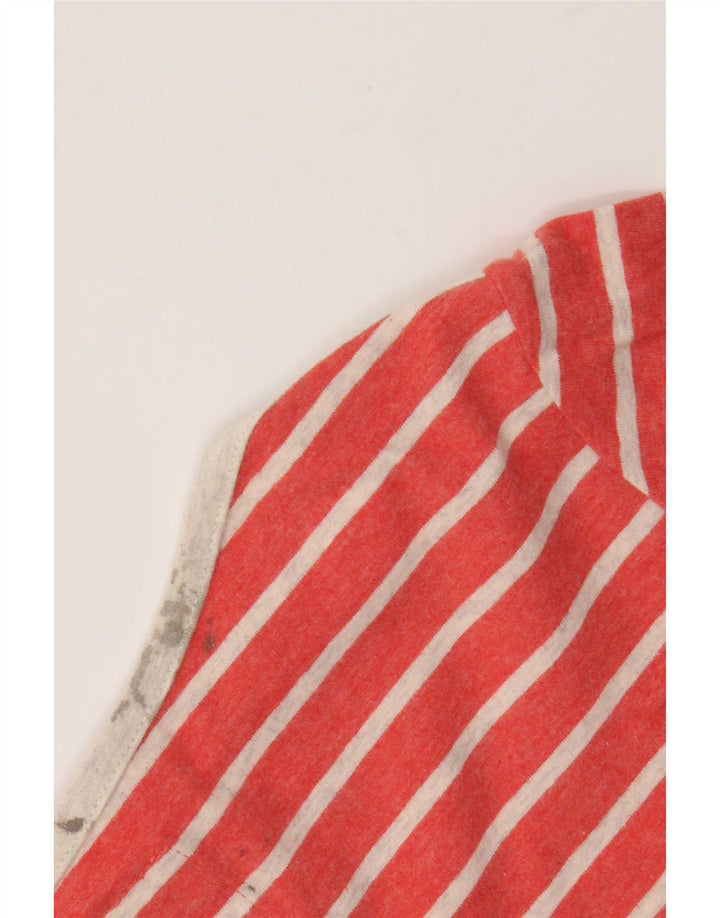 Fat Face Womens Top Long Sleeve UK 12 Medium Orange Striped Cotton