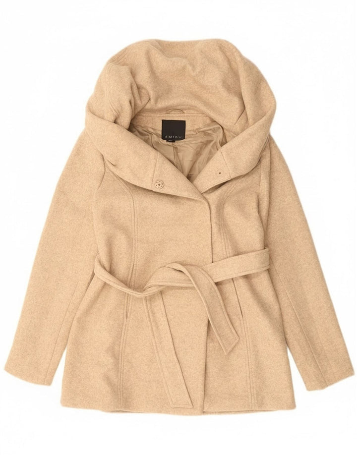 AMISU Womens Overcoat EU 40 Medium Beige Polyester