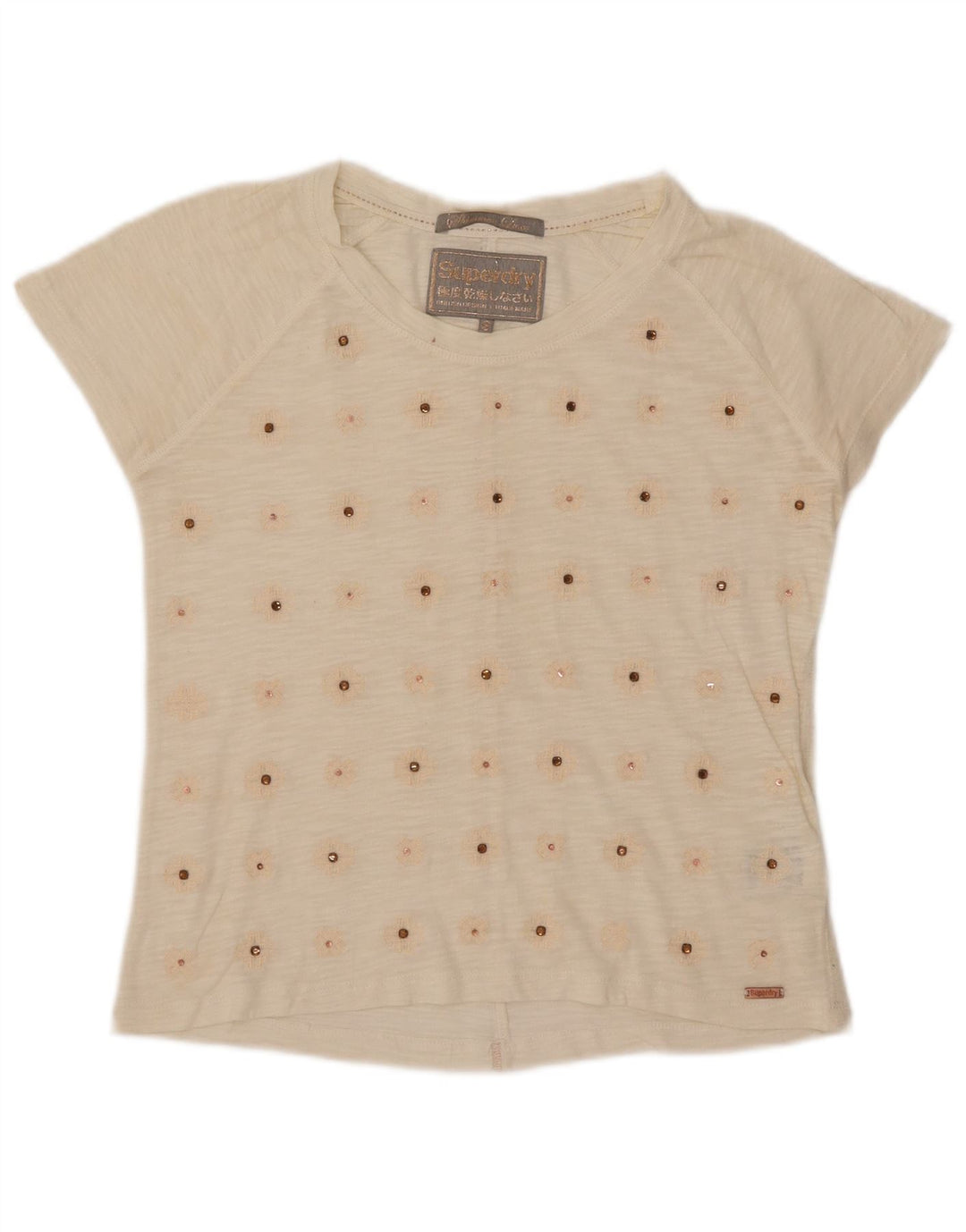 SUPERDRY Womens T-Shirt Top UK 10 Small White Cotton
