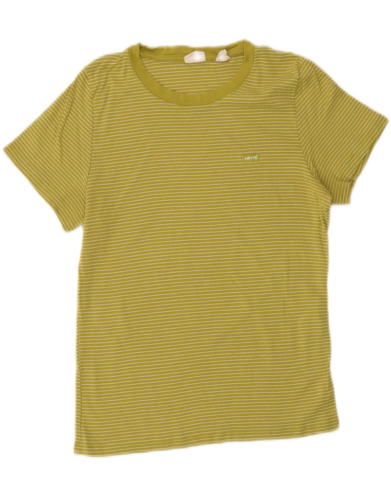 LEVI'S Womens T-Shirt Top UK 14 Large Green Striped Cotton Vintage Levi's and Second-Hand Levi's from Messina Hembry 