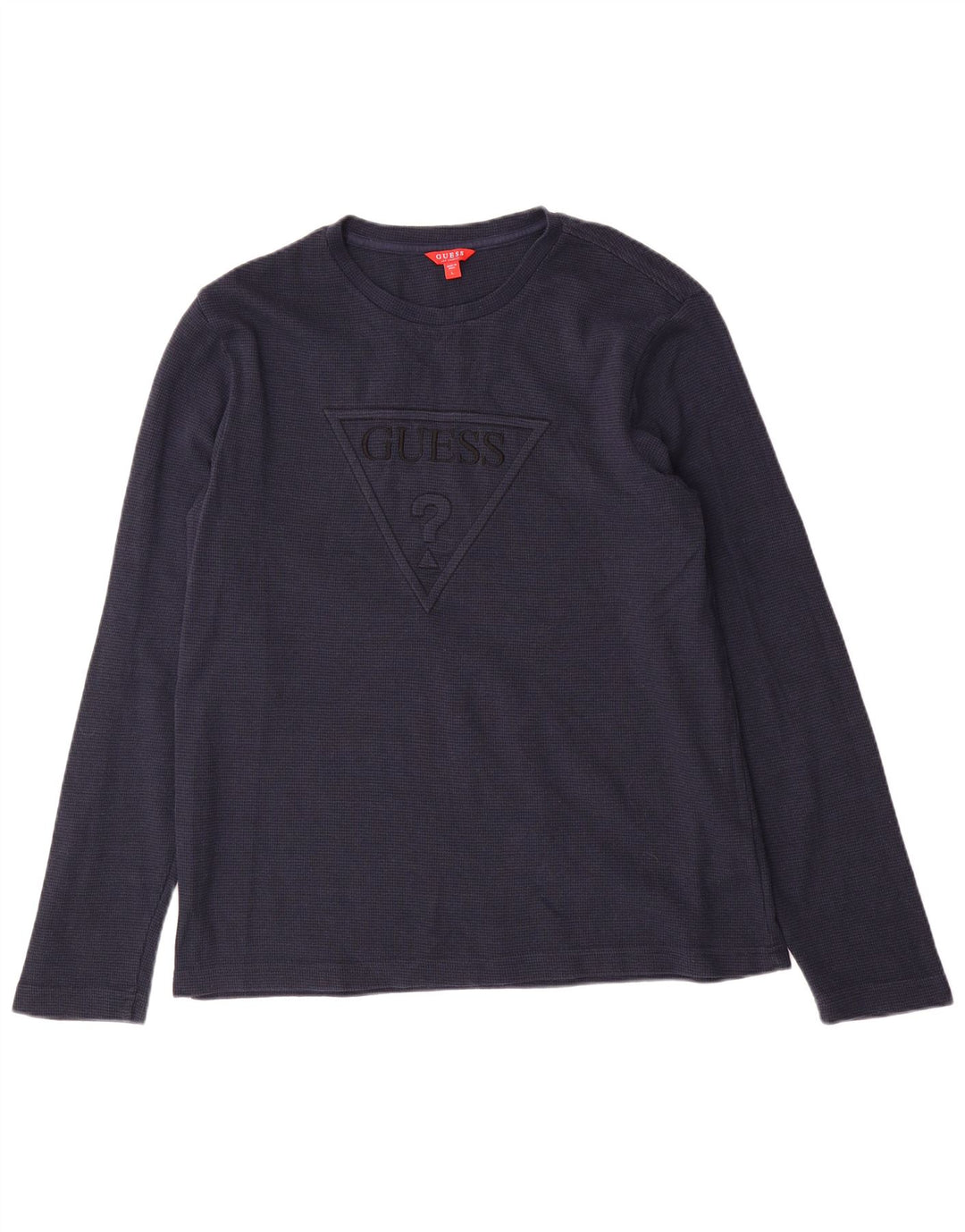 Guess Mens Graphic Top Long Sleeve Large Navy Blue Cotton
