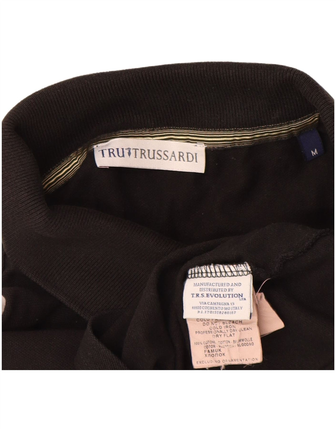 Trussardi Mens Polo Shirt Medium Black Cotton