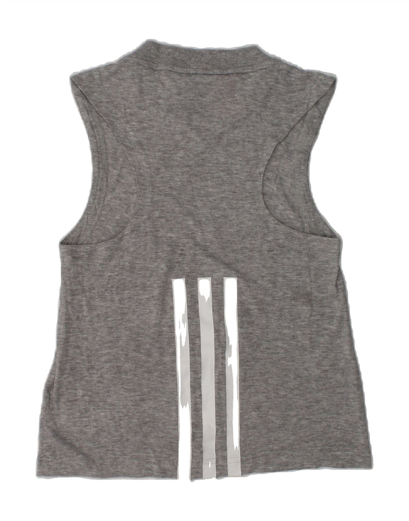 ADIDAS Girls Graphic Vest Top 7-8 Years Grey Polyester | Vintage Adidas | Thrift | Second-Hand Adidas | Used Clothing | Messina Hembry 