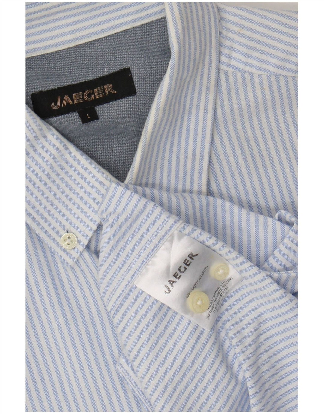 JAEGER Mens Shirt Large Blue Pinstripe Cotton