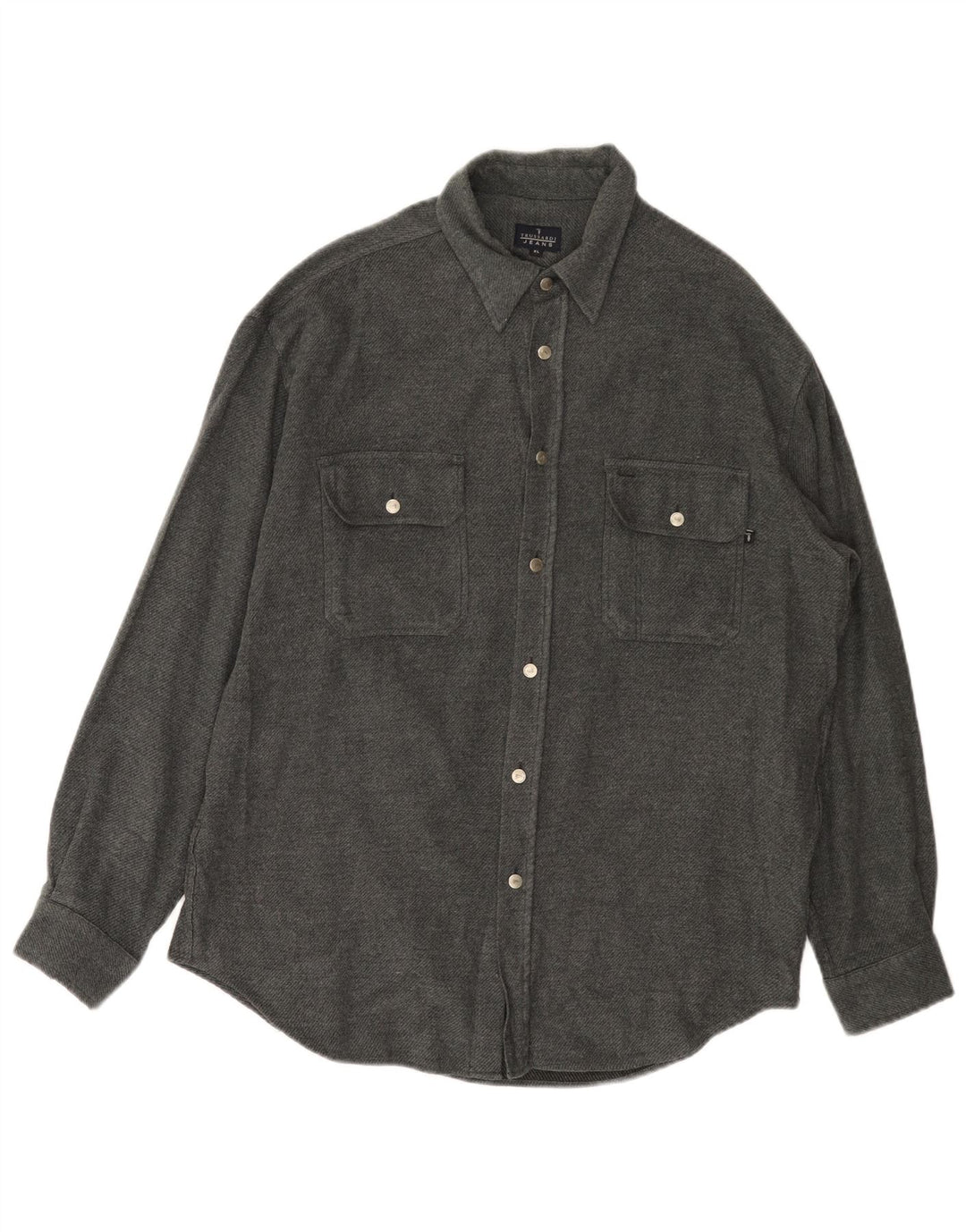 Trussardi Jeans Mens Flannel Shirt XL Grey Viscose