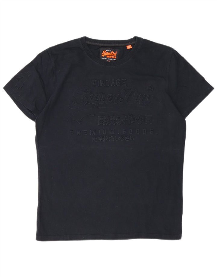 SUPERDRY Mens Graphic T-Shirt Top XL Black Cotton