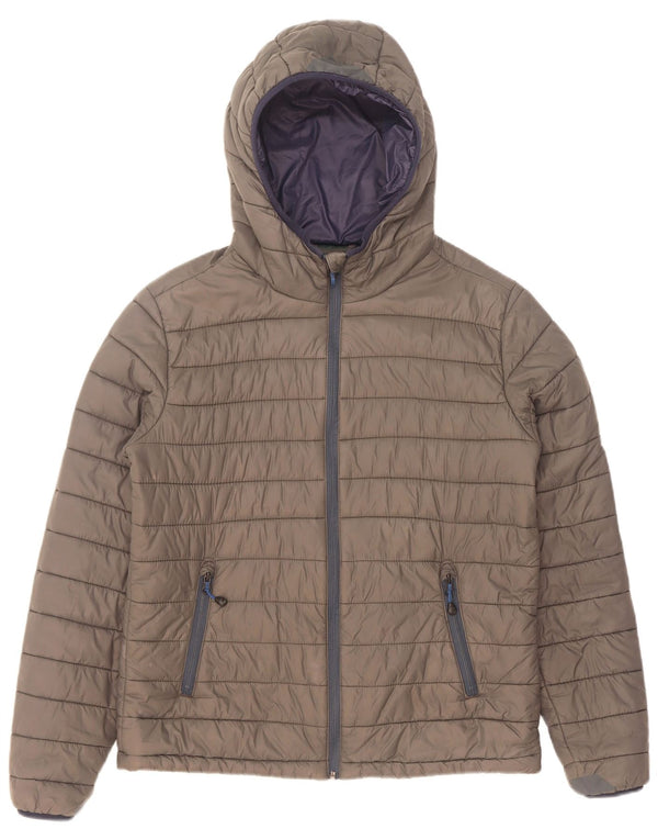 North Sails Mens Hooded Padded Jacket UK 36 Small Grey Nylon