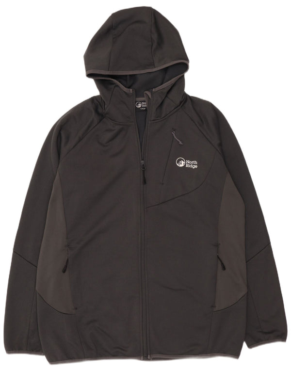 North Ridge Mens Hooded Tracksuit Top Jacket Large Grey Polyester