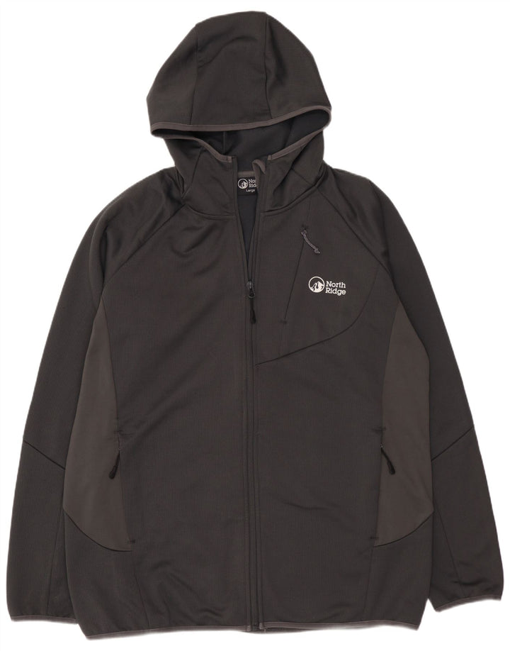 North Ridge Mens Hooded Tracksuit Top Jacket Large Grey Polyester