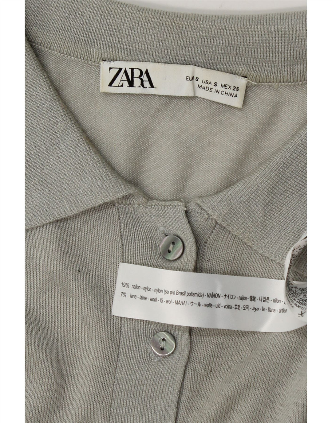 Zara Womens Oversized Polo Neck Jumper Sweater UK 10 Small Grey Nylon
