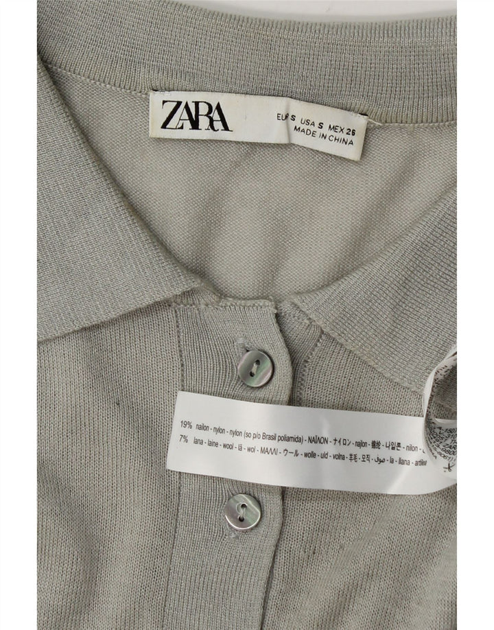 Zara Womens Oversized Polo Neck Jumper Sweater UK 10 Small Grey Nylon