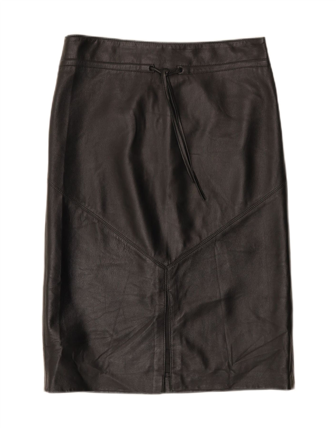 Vintage Womens Leather Skirt IT 44 Medium W30 Black Leather