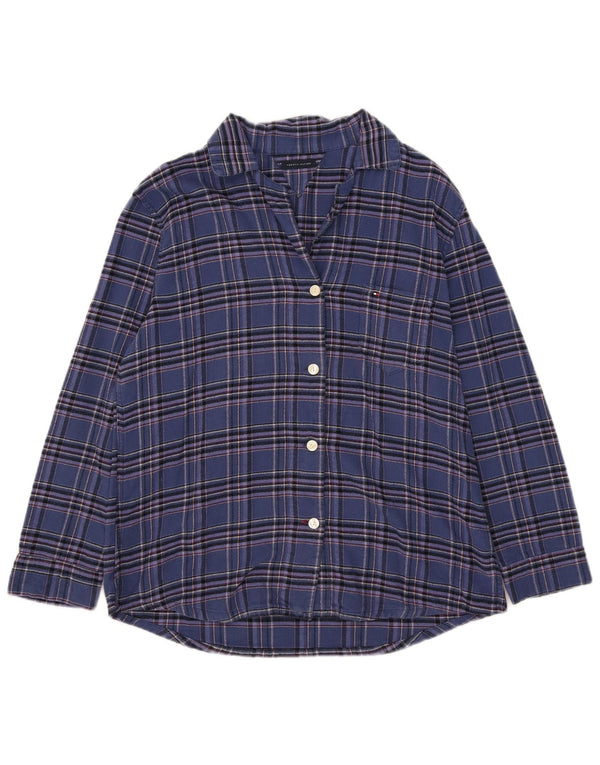 Tommy Hilfiger Womens Flannel Shirt UK 18 XL Navy Blue Check Cotton