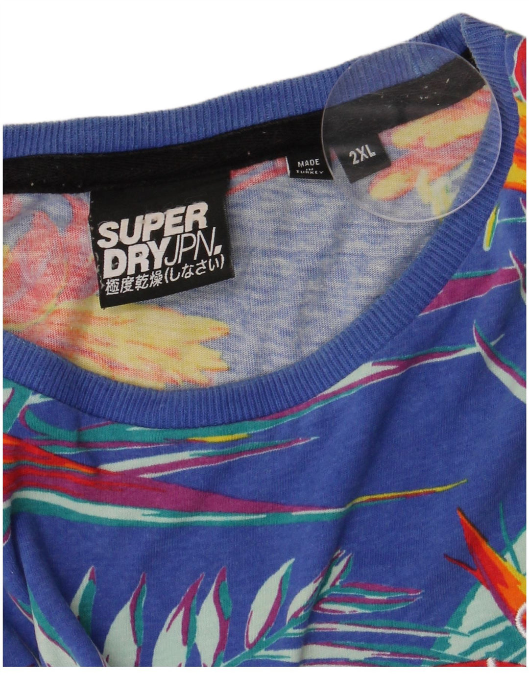 SUPERDRY Mens Graphic T-Shirt Top 2XL Blue Floral