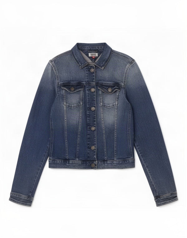 Tommy Hilfiger Womens Crop Denim Jacket UK 10 Small Blue Cotton