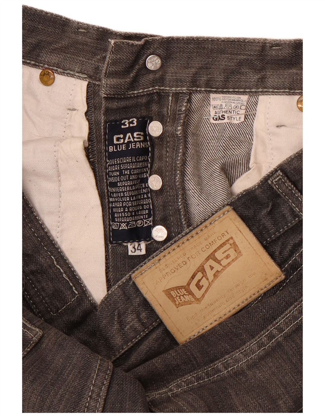 Gas Mens Memphis Straight Jeans W33 L30 Grey Cotton