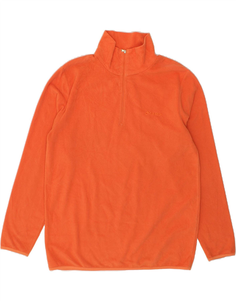 LOTTO Mens Zip Neck Fleece Jumper Large Orange Polyester | Vintage Lotto | Thrift | Second-Hand Lotto | Used Clothing | Messina Hembry 