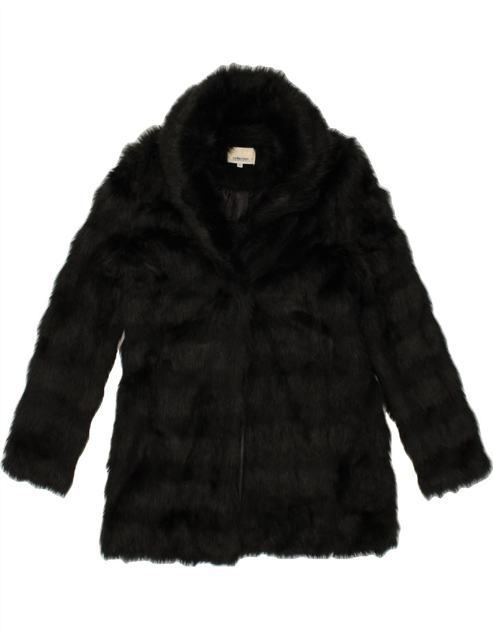 VINTAGE Womens Faux Fur Coat UK 12 Medium Black Modacryl Vintage Vintage and Second-Hand Vintage from Messina Hembry 