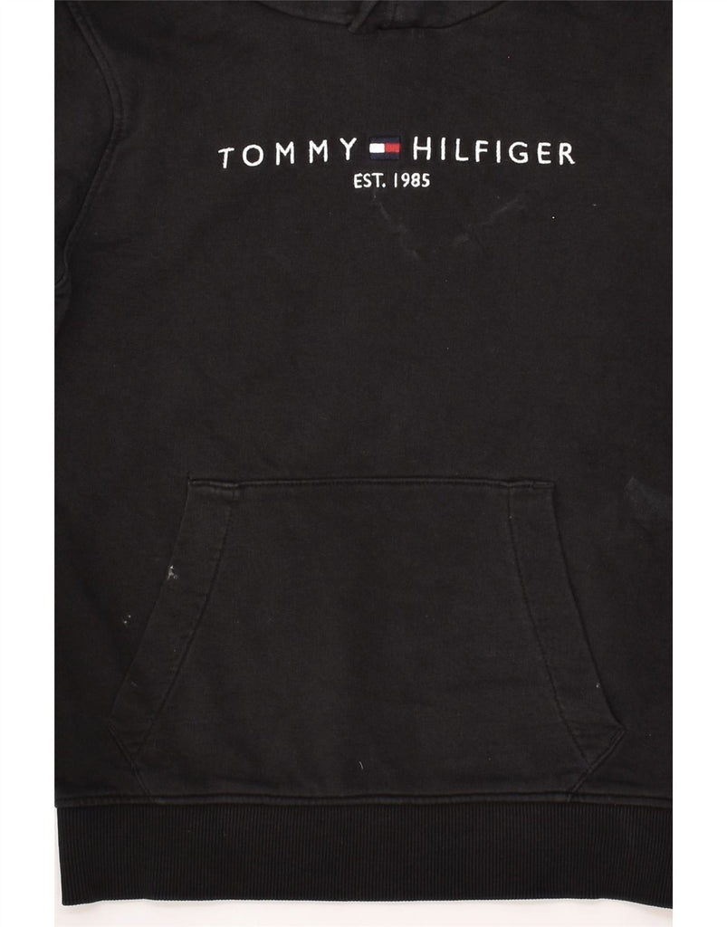 TOMMY HILFIGER Boys Graphic Hoodie Jumper 9-10 Years Black Cotton | Vintage Tommy Hilfiger | Thrift | Second-Hand Tommy Hilfiger | Used Clothing | Messina Hembry 