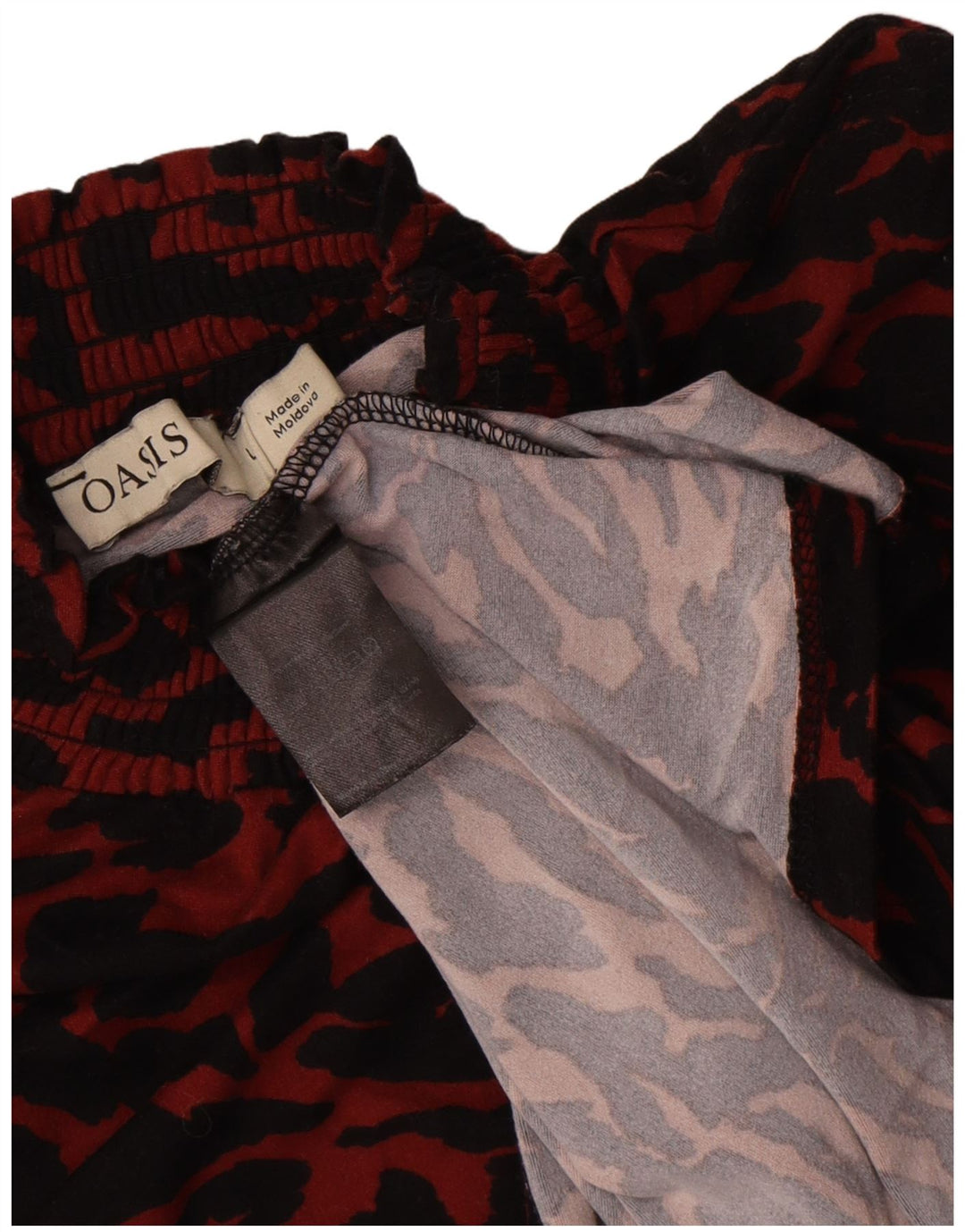 Oasis Womens Long Sleeve Blouse Top UK 14 Large Red Animal Print Polyester