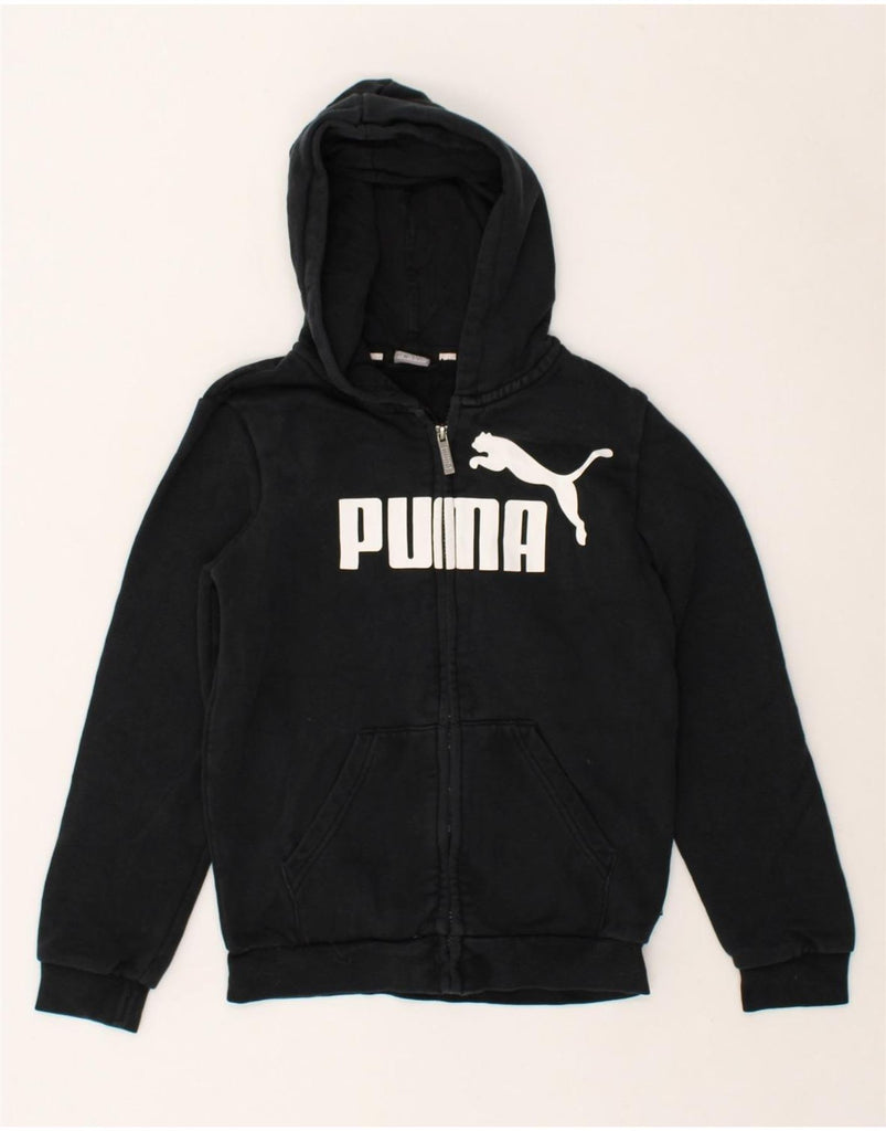 PUMA Boys Graphic Zip Hoodie Sweater 11-12 Years Black Cotton | Vintage Puma | Thrift | Second-Hand Puma | Used Clothing | Messina Hembry 