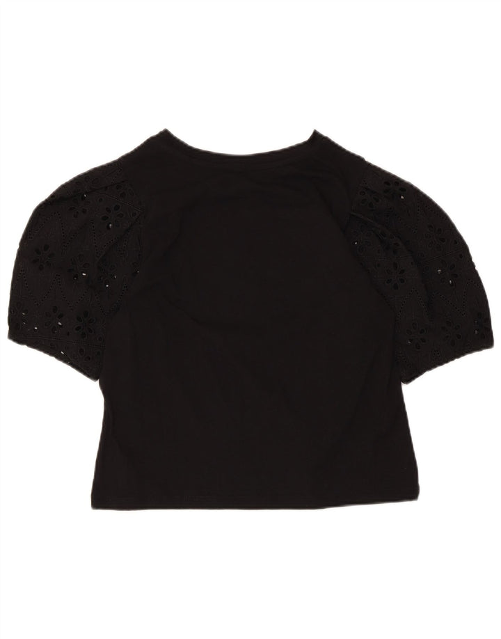 Zara Womens Crop Blouse Top UK 10 Small Black