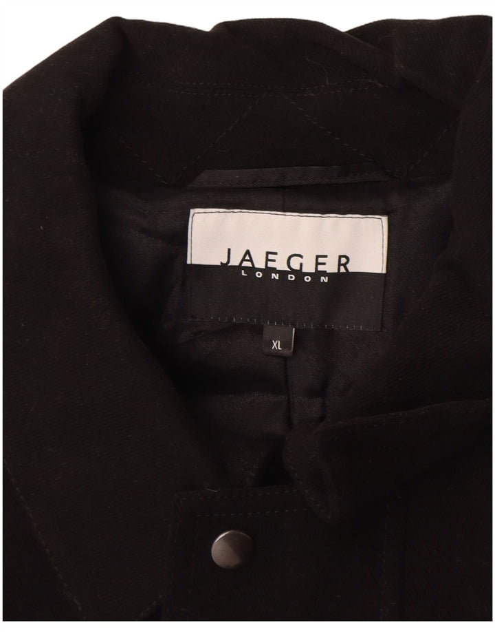 Jaeger Mens Overcoat UK 42 XL Black Cotton