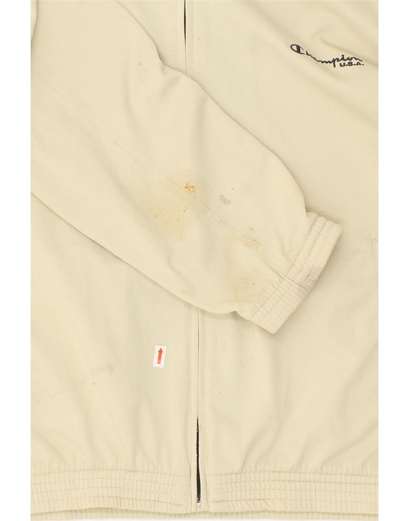 CHAMPION Mens Graphic Tracksuit Top Jacket Large Beige Vintage Champion and Second-Hand Champion from Messina Hembry 