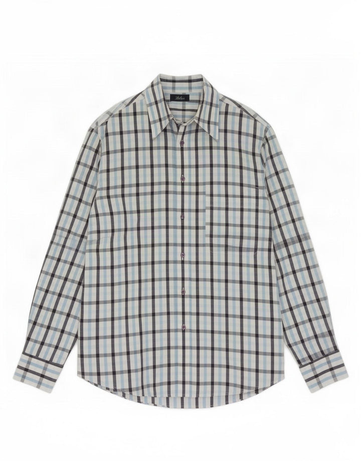 Sergio Tacchini Mens Shirt Small Blue Check Cotton