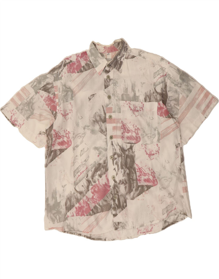 CLUB D'AMINGO Mens Abstract Pattern Shirt Size 41/42 Large White Vintage Club D'Amingo and Second-Hand Club D'Amingo from Messina Hembry 