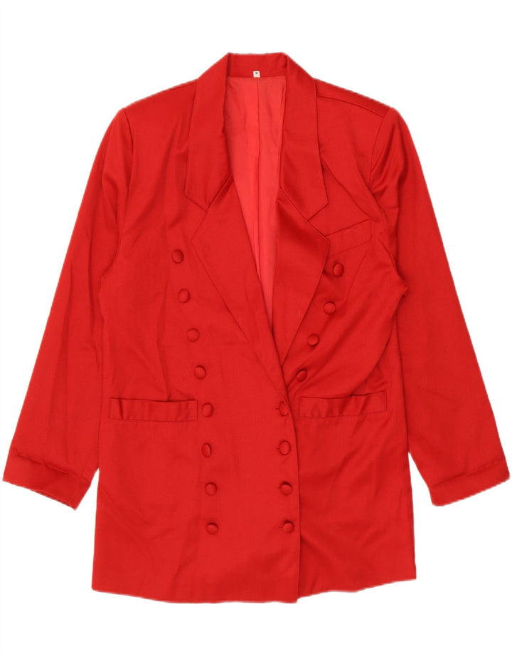 Vintage Womens Longline Double Breasted Blazer Jacket UK 14 Medium Red