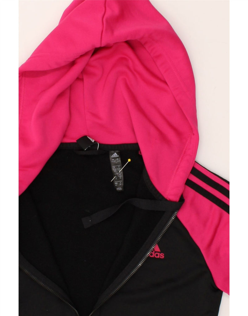 ADIDAS Womens Zip Hoodie Sweater UK 8/10 Small Black Colourblock Polyester | Vintage Adidas | Thrift | Second-Hand Adidas | Used Clothing | Messina Hembry 