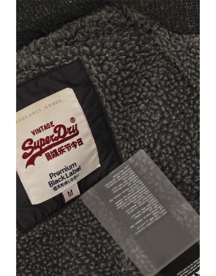 Superdry Mens Hooded Padded Gilet UK 38 Medium Grey Nylon