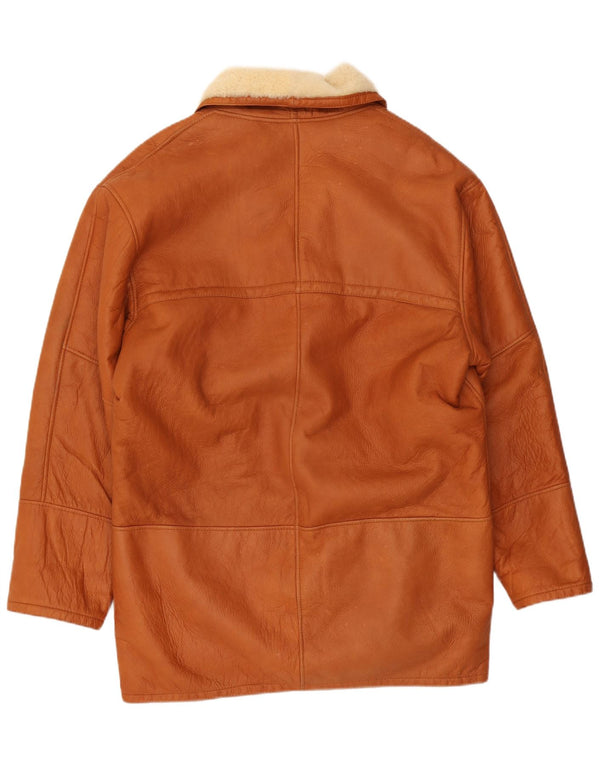 VINTAGE Mens Shearling Overcoat IT 50 Large Brown Shearling