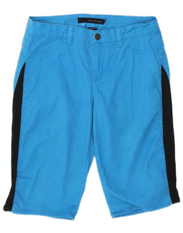 Calvin Klein Womens Legging Casual Shorts US 10 Large W30 Blue Colourblock