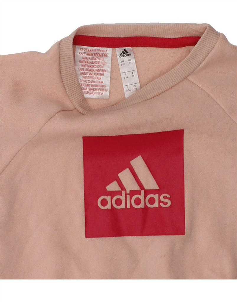 ADIDAS Girls Graphic Sweatshirt Jumper 2-3 Years Pink | Vintage Adidas | Thrift | Second-Hand Adidas | Used Clothing | Messina Hembry 