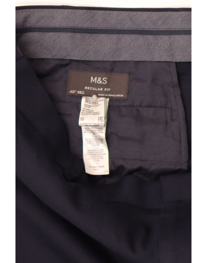 Marks & Spencer Womens Straight Regular Fit Suit Trousers W40 L30 Navy Blue