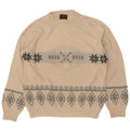 Bibo Mens Crew Neck Jumper Sweater Large White Fair Isle