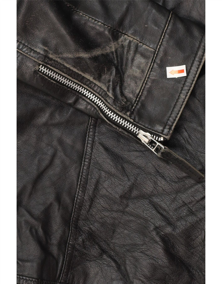 Isaco & Kawa Womens Biker Leather Jacket IT 44 Medium Black Leather