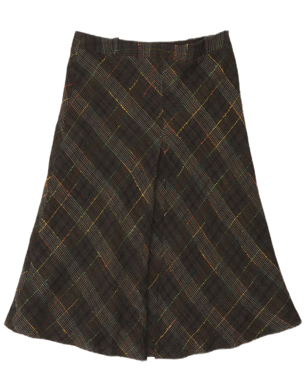 Vintage Womens A-Line Skirt UK 10 Small W27  Green Check Wool