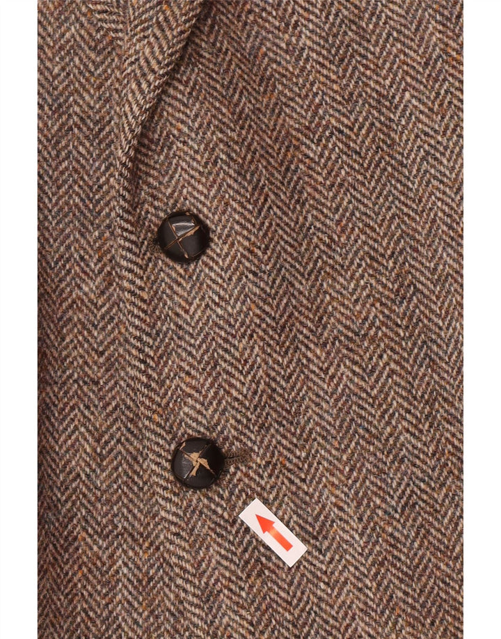 St Michael Mens 2 Button Blazer Jacket UK 38 Medium Brown Herringbone Wool