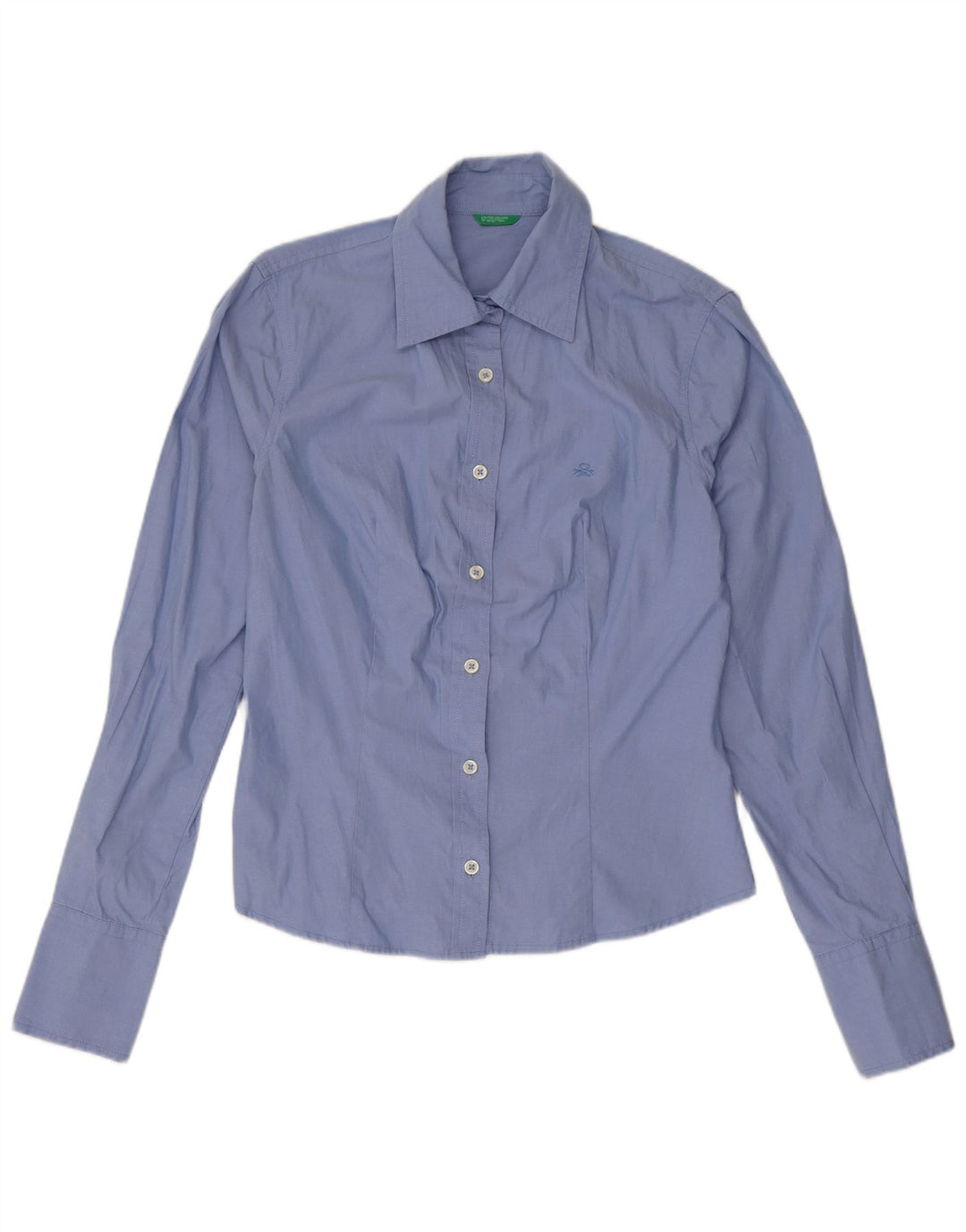 Benetton Womens Shirt UK 10 Small Blue Cotton