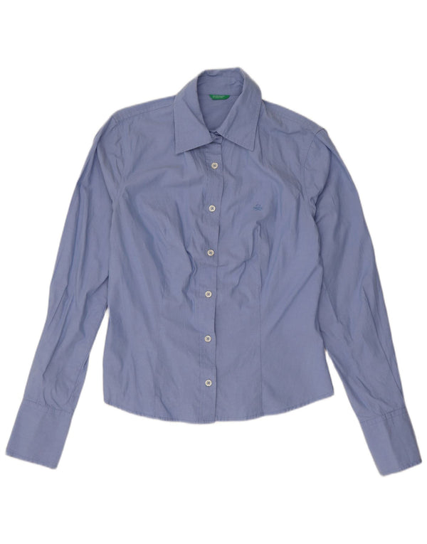Benetton Womens Shirt UK 10 Small Blue Cotton